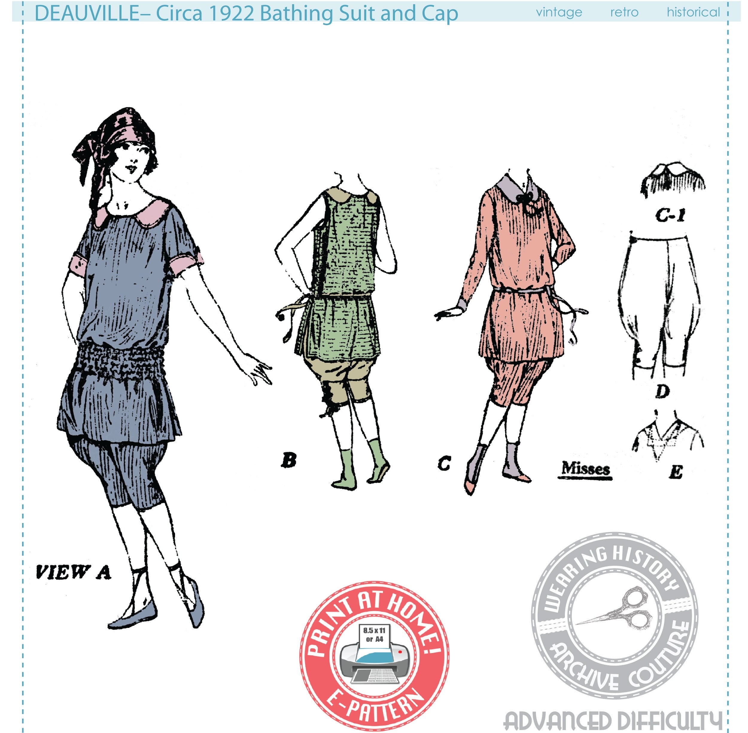 1920s vintageスイムスーツ birthdeath jantiques 1920s Swimsuits- Women and Men (Parasols too)