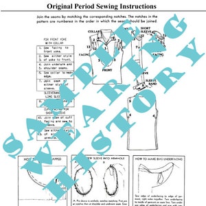 E-Pattern Sagebrush Early 1930s Bib Front Blouse Pattern Bust 30-44 Wearing History PDF Digital Vintage Sewing Pattern image 4