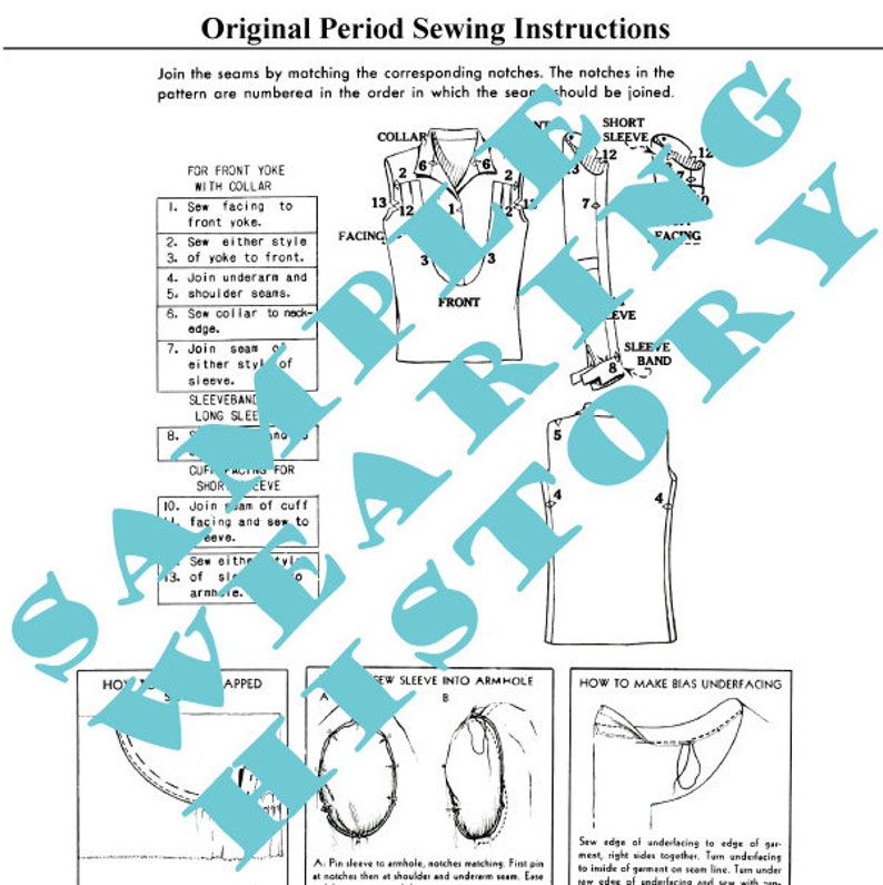 E-Pattern Sagebrush Early 1930s Bib Front Blouse Pattern Bust 30-44 Wearing History PDF Digital Vintage Sewing Pattern image 4