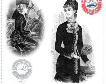 E-Pattern- 1879 Velvet Basque Bodice- Wearing History PDF Historical Victorian Costume Sewing Pattern- Natural Form- 1870s 1880s