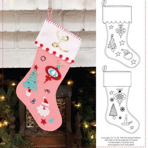 E-PATTERN- 1950's Novelty Felt Stocking Pattern- Wearing History Mid Century Christmas Craft Sewing PDF