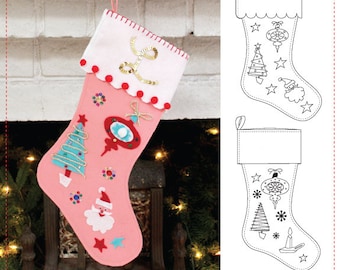 E-PATTERN- 1950's Novelty Felt Stocking Pattern- Wearing History Mid Century Christmas Craft Sewing PDF