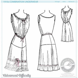 PRINTED PATTERN- 1910s Combination Underwear Pattern- Bust 36&quot;- Wearing History