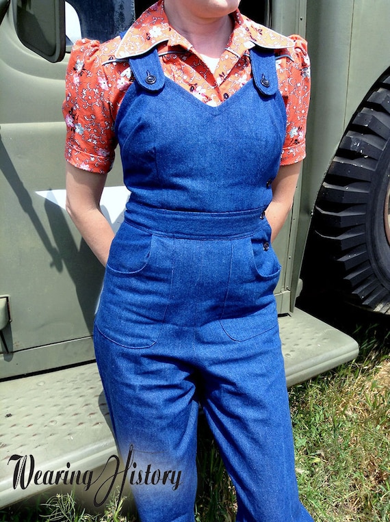 E Pattern Size C WWII Homefront 1940s Overalls Playsuit Trousers Sewing Pattern