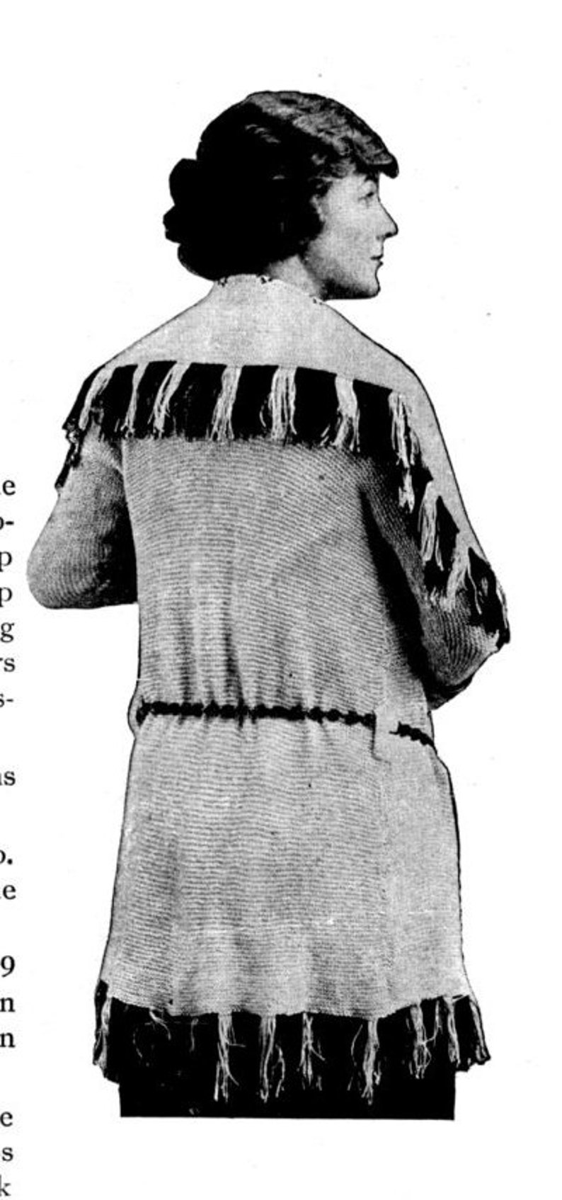 1910s WWI Knit Sweater with Fringe and Crochet Bag Knitting E-Pattern PDF Knitting Pattern Download image 2