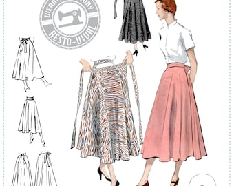 PRINTED PATTERN- Early 1950&#39;s Merry-Go-Round Circle Skirt- Waist Sizes 24&quot;-46&quot; Wearing History Physical Pattern