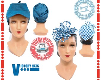 E-Pattern- 1940s WWII Victory Hat Pattern- Wearing History PDF Vintage Sewing Pattern