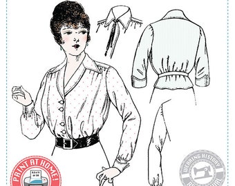 E-Pattern-  Elsie- 1910s WWI Era Blouse - Wearing History PDF Vintage Historical Costume Sewing Pattern