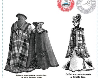 E-PATTERN- Victorian 1890s 1899 Ponderosa Cape Pattern- Reversible with Hood and Pockets- Wearing History Victorian PDF Sewing Pattern