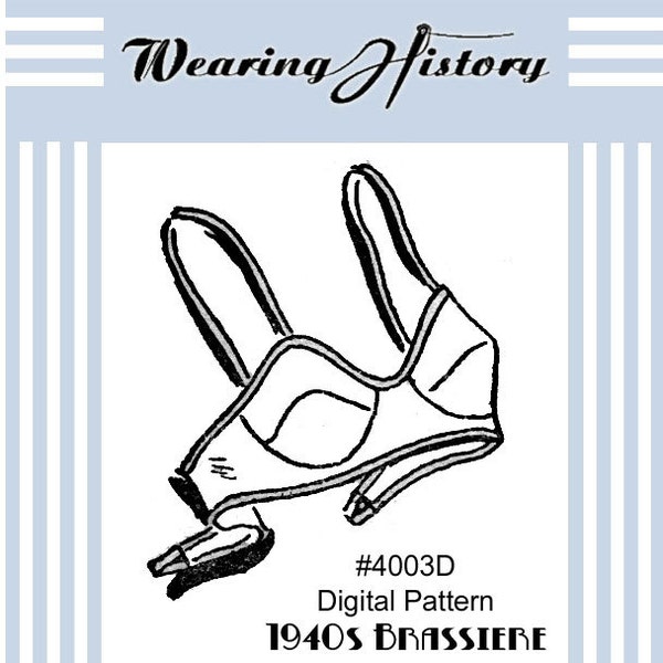 E-Pattern- 1940s Brassiere Bra Sewing Pattern- PDF- Wearing History