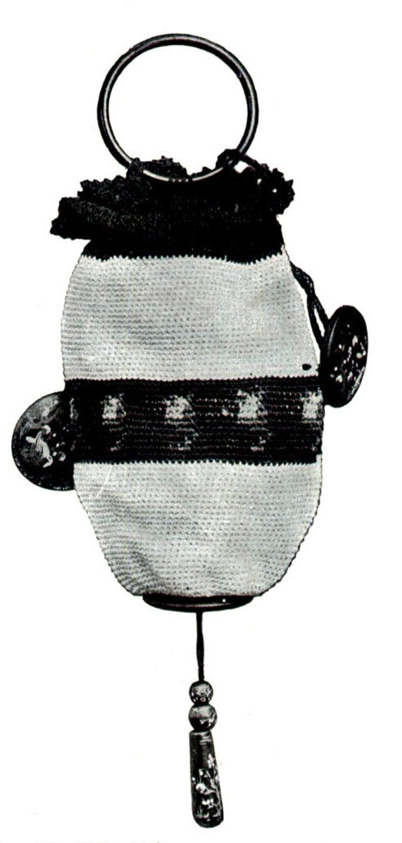 1910s WWI Knit Sweater with Fringe and Crochet Bag Knitting E-Pattern PDF Knitting Pattern Download image 3