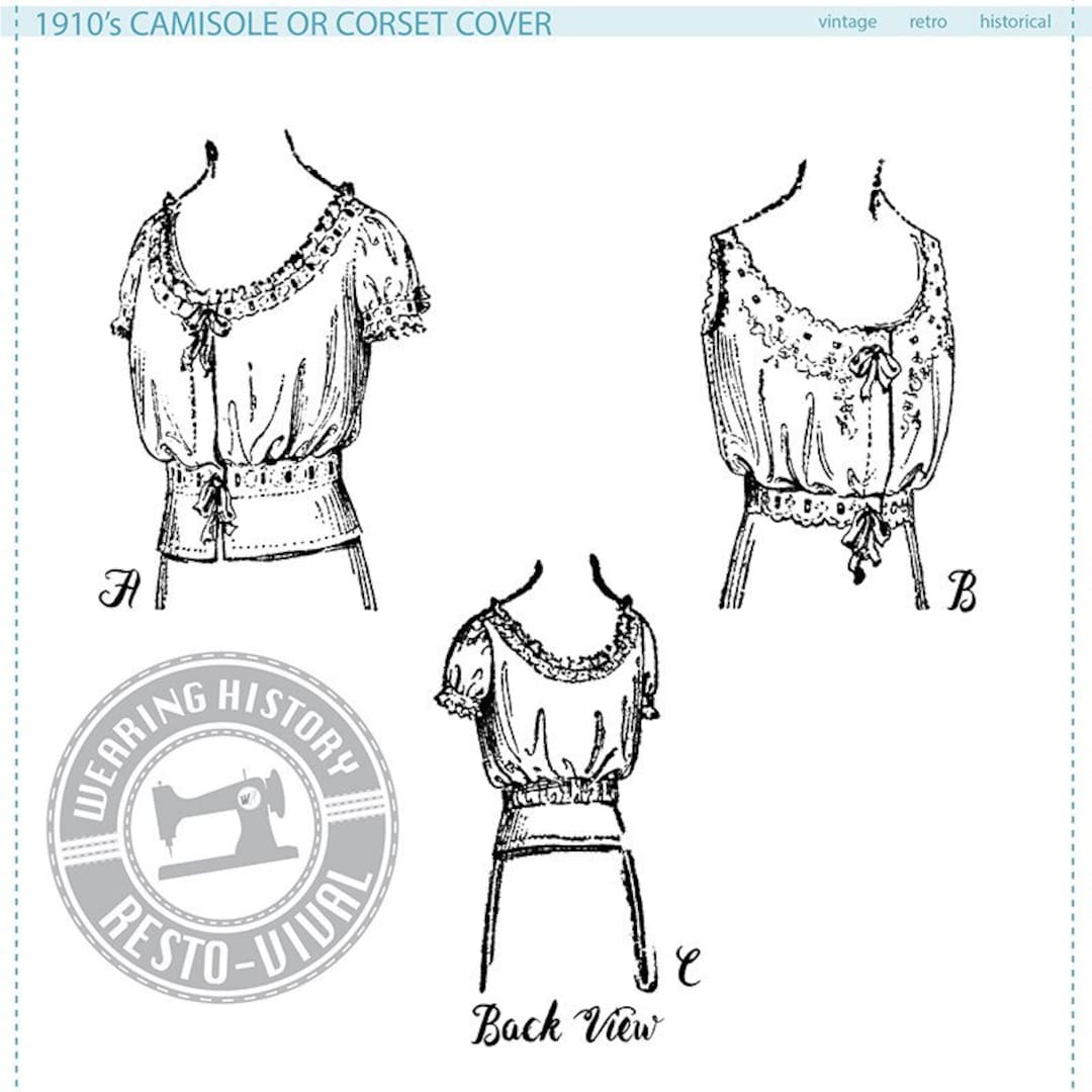 PRINTED PATTERN- 1910s Camisole or Corset Cover Pattern- Wearing 