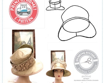 E-PATTERN Early 1920s Hat Pattern- Wearing History 1920s 20s 1910s WWI PDF Sewing Pattern