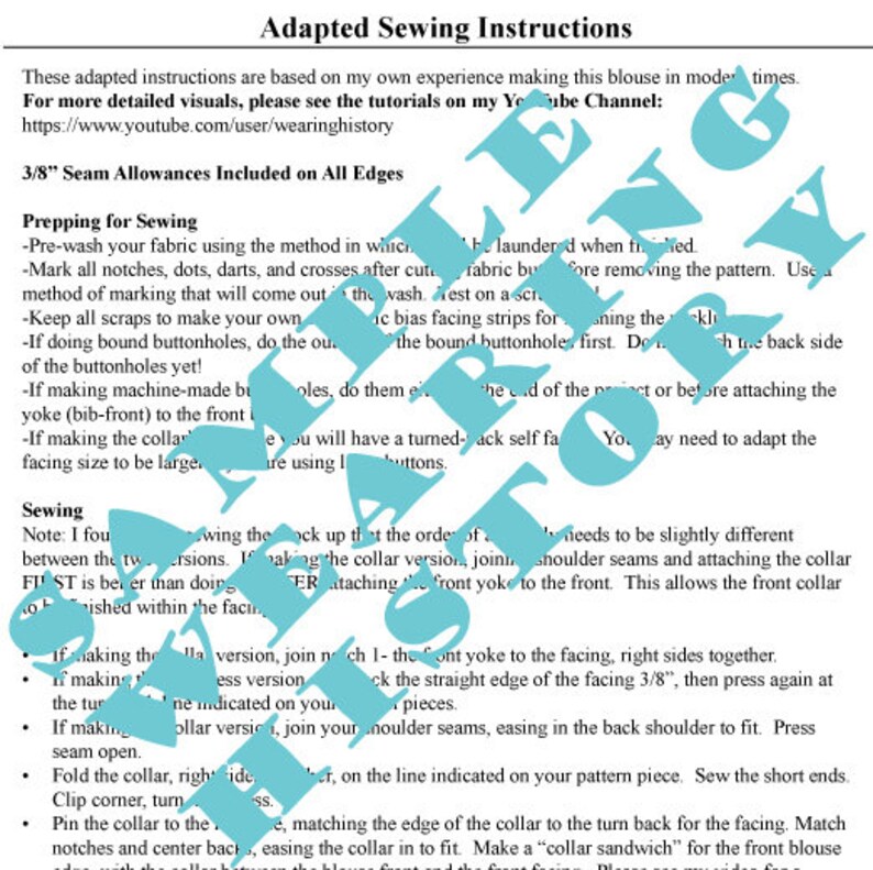 E-Pattern Sagebrush Early 1930s Bib Front Blouse Pattern Bust 30-44 Wearing History PDF Digital Vintage Sewing Pattern image 5