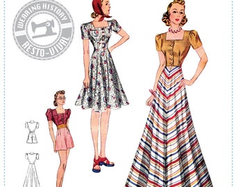 PRINTED PATTERN- Circa 1939 Blouse, Skirt, Shorts & Girdle Pattern- Wearing History