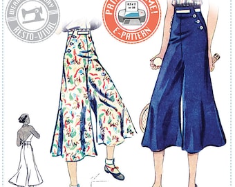 E-Pattern- Chic Ahoy- 30s Slacks ONLY- Size Pack B- Wearing History PDF Sewing Pattern