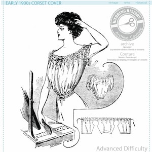 PRINTED PATTERN- Early 1900s Edwardian Corset Cover - Size 34&quot; Bust Pattern