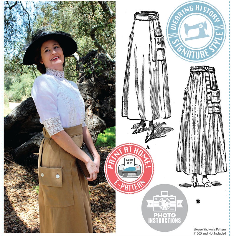 Victorian Skirts | Edwardian Skirts & Patterns Evelyn 1910s Skirt Pattern- Circa 1917 E-Pattern PDF- Wearing History  AT vintagedancer.com