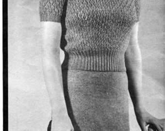 1930s Crepe Floss Dress-  PDF Knitting E-Pattern Download