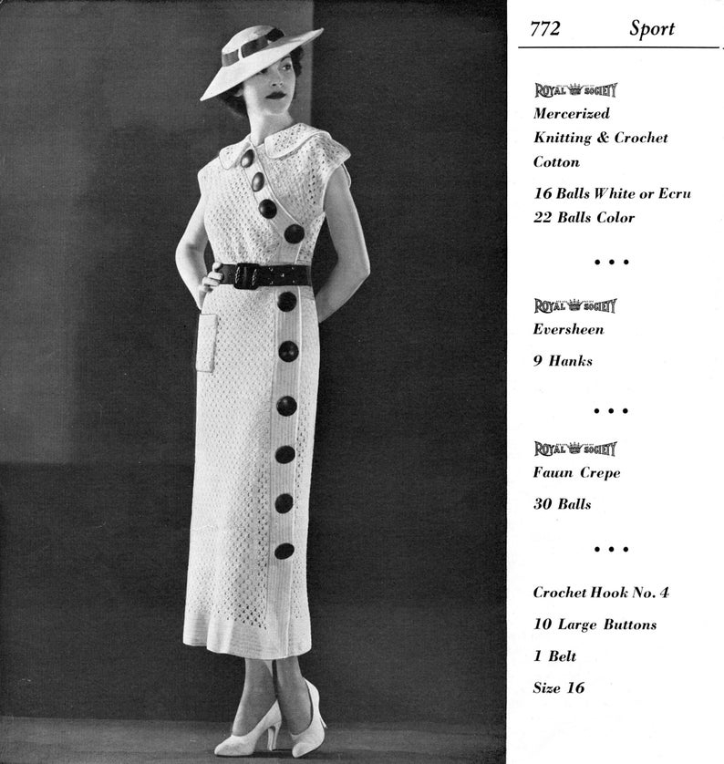 Vintage crochet dress pattern from 1930