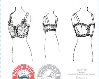 E-PATTERN- 1900s 1910s Edwardian Brassiere- Size 38" Bust - Bra Underwear Wearing History PDF 1900 Vintage Historical Costume Sewing Pattern