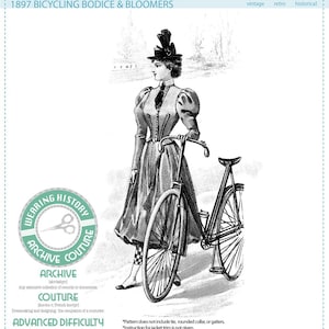 PRINTED PATTERN- 1897 Victorian Bicycling Outfit Pattern- Wearing History