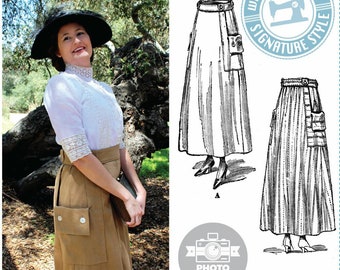 PRINTED PATTERN- Evelyn- Circa 1917 Skirt Pattern with Pockets- Wearing History