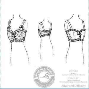 PRINTED PATTERN- 1900s 1910s Edwardian Brassiere Bra- Size 38" Bust Pattern- Wearing History