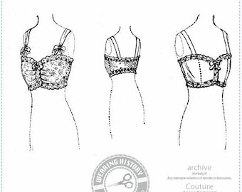 PRINTED PATTERN- 1900s 1910s Edwardian Brassiere Bra- Size 38" Bust Pattern- Wearing History