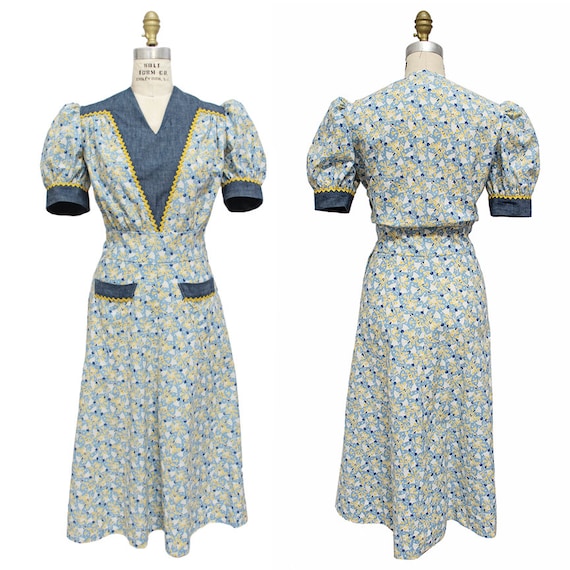 ワンピース 1930s Embroidered Sheer Folk Dress 1930s Embroidered Sheer Folk Dress