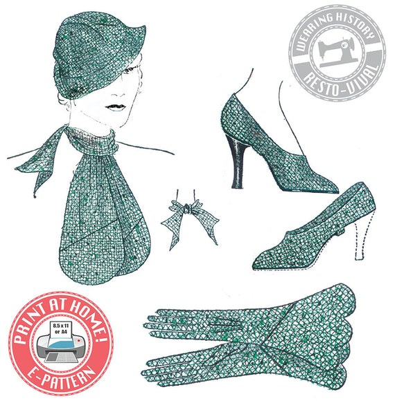 E-pattern 1930s Accessories Gloves Scarf and Spats - Etsy