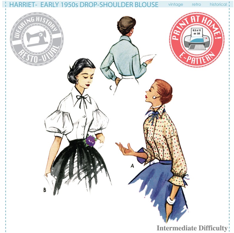 1950s Sewing Patterns | Dresses, Skirts, Tops, Mens     E-Pattern- 1950s Harriet