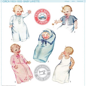 E-Pattern- 1930's Baby Layette Pattern- Wearing History PDF Sewing Pattern