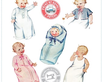 E-Pattern- 1930's Baby Layette Pattern- Wearing History PDF Sewing Pattern