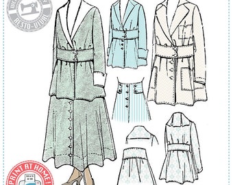 E-Pattern-  1910s Suit- Circa 1916- Wearing History PDF Vintage Historical Costume Sewing Pattern