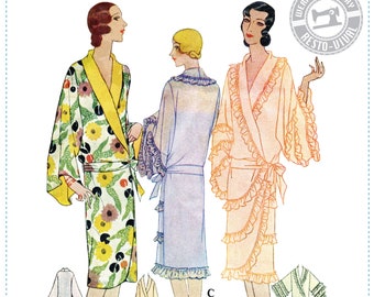 E-Pattern-Louise- Late 1920s Negligee Robe Pattern- Wearing History PDF 1920s 20s Flapper Lingerie