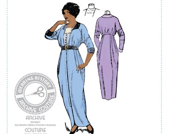 PRINTED PATTERN-  Iris Circa 1914 Dress- 1910s- WWI- Bust 34" - Edwardian Wearing History 1900 Vintage Historical Costume Sewing Pattern