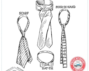E-Pattern- Neckties Circa 1921- Suitable for Late Victorian-1920s- Wearing History 1910s PDF Sewing Pattern