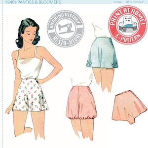 E-Pattern- 1940s Panties & Bloomers- Wearing History PDF Vintage Sewing Pattern