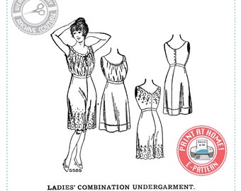 E-Pattern- MULTISIZE- Circa 1914 Combination Underwear-Corset Cover and Drawers and Petticoat - Wearing History PDF 1910