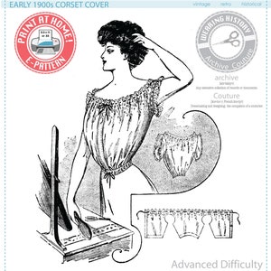 E-Pattern-  1900s Edwardian Corset Cover Pattern- Bust 34" - Wearing History