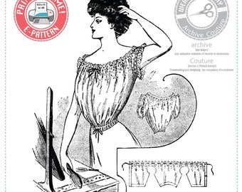 E-Pattern-  1900s Edwardian Corset Cover Pattern- Bust 34" - Wearing History