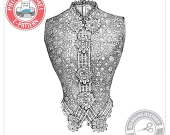 E-Pattern- Edwardian 1908 Lace Vest Sewing Pattern- Bust 36 3/4"- Wearing History 1900s PDF Sewing Pattern