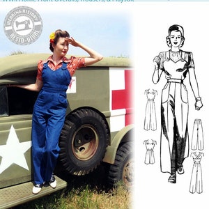 PRINTED PATTERN- WWII Homefront- 1940s Overalls, Playsuit, & Trousers Pattern- Wearing History