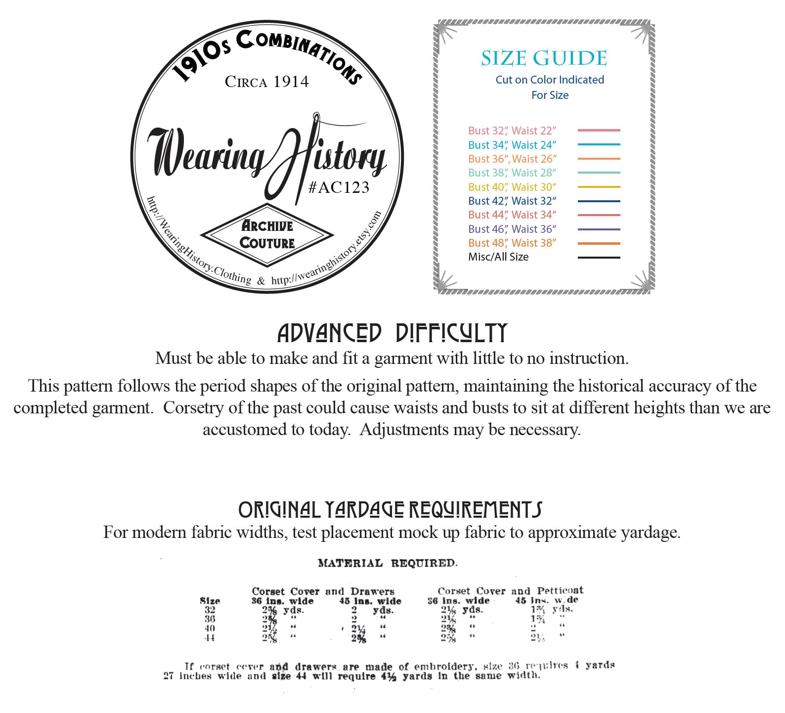 PRINTED PATTERN Circa 1914 Combination Underwear Multisize - Etsy