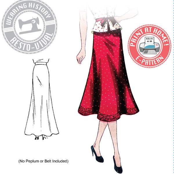 E-Pattern-1930s Day or Evening Bias Skirt Pattern- Wearing History PDF Sewing Pattern