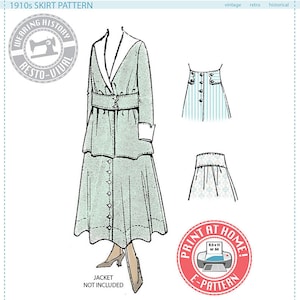 E-Pattern-  1910s SKIRT- Circa 1916 - Wearing History PDF Vintage Historical Costume Sewing Pattern