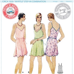 E-Pattern-Myrtle- Circa 1930 Step-In Combination Underwear Teddy Pattern- Wearing History PDF 1930s 30s 1920s 20s