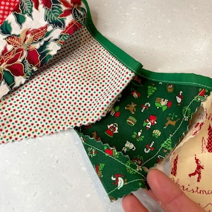 Christmas Holidays fabric bunting #13, 6 ft, green