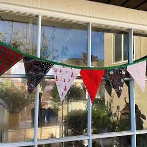 Christmas Holidays fabric bunting #1, 4 ft, green
